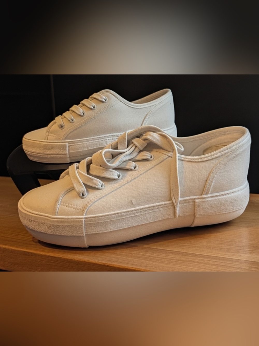 Zara White Platform Canvas Sneakers US 8 EU 39